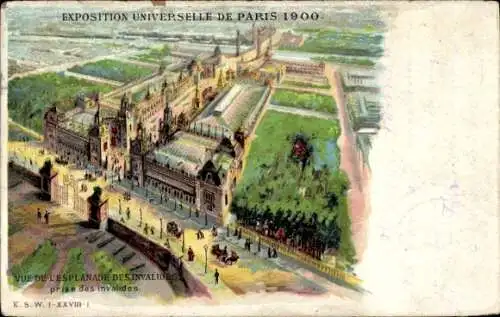 Litho Paris, Expo 1900, Vue de l'Esplanade des Invalides prise des Invalides