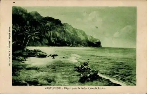 Ak Martinique, Fischerboote bei der Ausfahrt