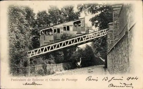 Ak Bellevue Hauts de Seine, Funiculaire de Bellevue et Chemin de Panurge