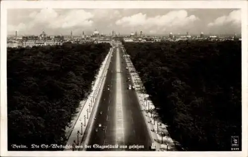 Ak Berlin Tiergarten, Ost-West-Achse, Blick von der Siegessäule