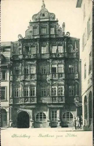 Ak Heidelberg am Neckar, Historisches Gebäude, Gasthaus zum Ritter, detaillierte Fassade, Mens...