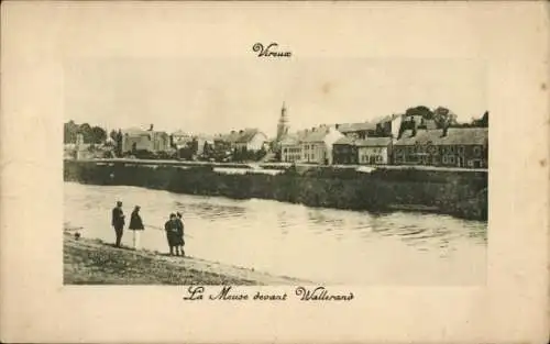 Ak Vireux Molhain Ardennes, Bild von  Fluss Meuse, Menschen am Ufer