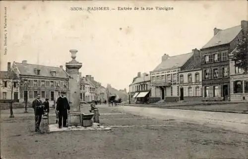 Ak Raismes Nord, Brunnen, Entrée de la rue Viccigne