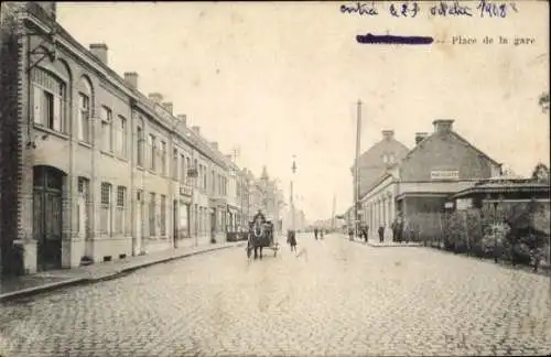 Ak Waregem Waereghem Wareghem Westflandern, Bahnhofsplatz