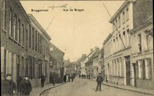 Ak Bruges Brügge Flandern Westflandern, Bruggestraat, Rue de Bruges, historische Straßenansich...