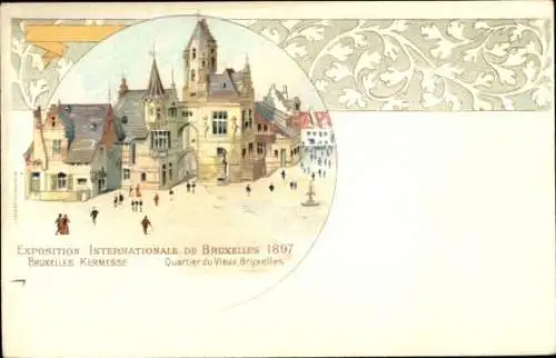 Ak Bruxelles Brüssel, Farbenfrohe Darstellung der Weltausstellung 1897, historische Architektur