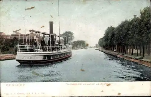 Ak Boskoop Alphen aan den Rijn Südholland Niederlande, Stadtansicht, Dampfschiff, Wasserstraße...