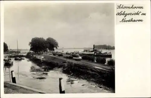 Ak Schoonhoven Südholland Niederlande,  Lekgericht ou Noodhaven, Flusslandschaft, Dampfer
