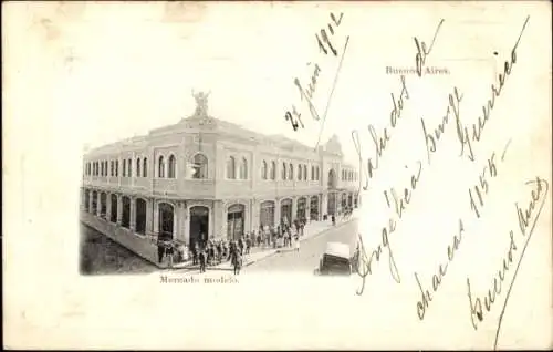 Ak Buenos Aires Argentinien, Mercado modelo, historische Postkarte, Menschenmenge, 1902