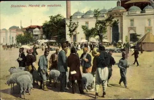 Ak Konstantinopel Istanbul Türkei, Marché de moutons, natif marchands