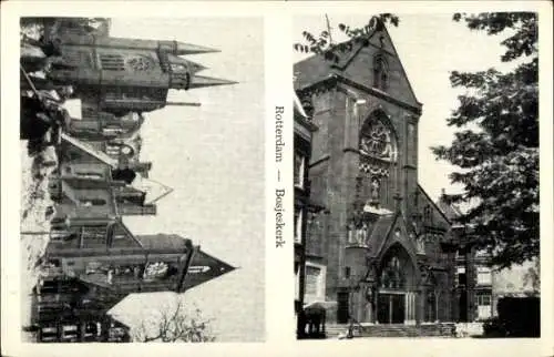 Ak Delfshaven Rotterdam Südholland Niederlande, Bosjeskerk, historische Architektur, schwarz-weiß