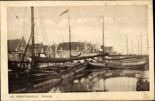 Ak Sint Maartensdijk Zeeland Niederlande, Hafenbild