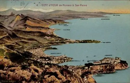 Landschaft Ak Monte Carlo Monaco, Gesamtansicht
