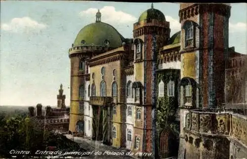 Ak Sintra Cintra Portugal, Palácio da Pena, Eingang,  Architektur, Natur, Farbenprächtig