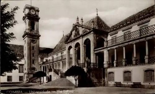 Ak Coimbra Portugal, Universidade, Via Latina, Universität, Uhrenturm