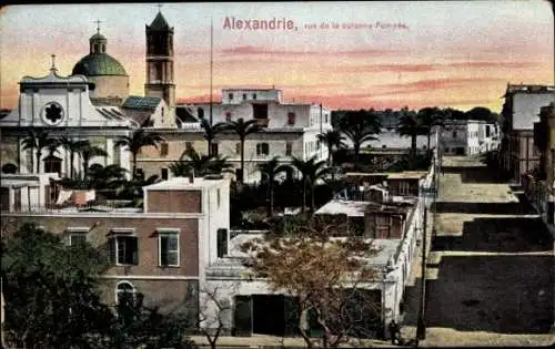 Ak Alexandria Ägypten, Straße nach Pompei