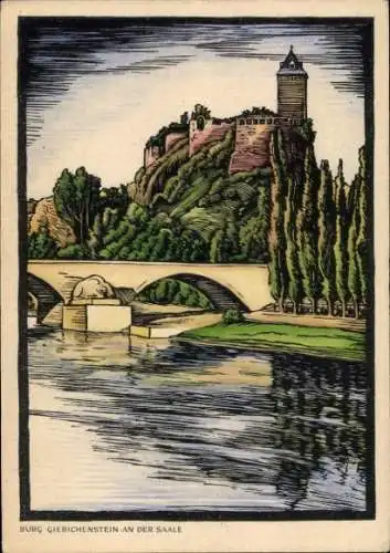 Künstler Ak Giebichenstein Halle an der Saale, Burg Giebichenstein, Brücke