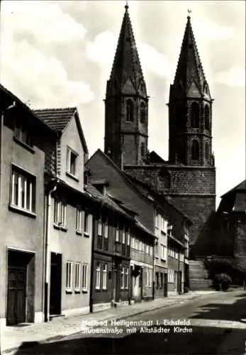 Ak Heilbad Heiligenstadt Eichsfeld Thüringen, Schulstraße, Altstädter Kirche, Häuserreihe, zwei T