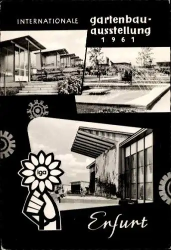 Ak Erfurt in Thüringen, Internationale Gartenbauausstellung 1961, Stadtansicht, Blumen-Motiv, Arc