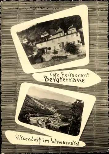 Ak Sitzendorf in Thüringen, Cafe Restaurant Bergrerrasse, Aufnahmen vom Ort, Schwarzatal