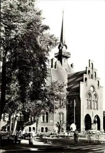 Ak Nauen im Havelland, Rathaus   Architektur, Bäume im Vordergrund