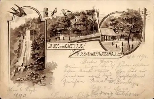 Vorläufer Litho Trusetal in Thüringen, Gasthaus zum Trusentaler Wasserfall