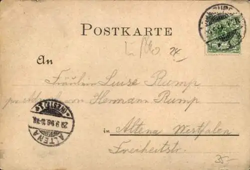 Litho Nordseeinsel Helgoland, Gesamtansicht, Dampfer, Hummer