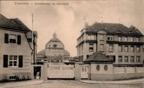 Ak Chemnitz in Sachsen, Krankenhaus, Küchwald,  Architektur, zwei Gebäude