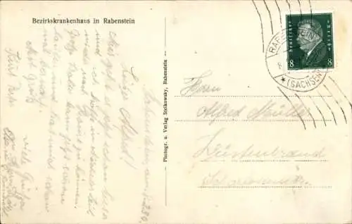 Ak Rabenstein Chemnitz in Sachsen, Bezirkskrankenhaus