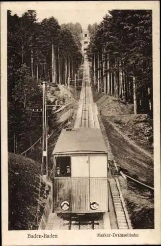 Ak Baden-Baden, Merkur Drahtseilbahn,Schaffner