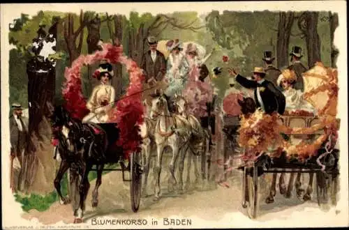 Litho Karlsruhe in Baden Württemberg, Blumenkorso in Baden