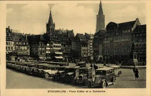 Ak Straßburg Elsass Bas Rhin,  Place Kleber und die Kathedrale