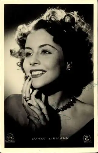 Ak Schauspielerin Sonja Ziemann, Portrait, Autogramm, FBZ Verlag