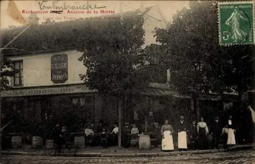 Ak Vincennes Saint Mandé Val de Marne, Restaurant Vandenbroucken, Avenue de la Mairie, Tramlin...