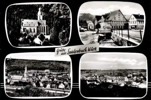Ak Laudenbach Weikersheim in Tauberfranken Württemberg, Fliegeraufnahme, Bergkirche