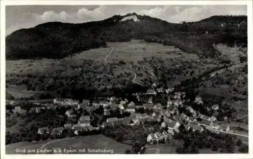 Ak Laufen an der Eyach Albstadt im Zollernalbkreis, Fliegeraufnahme, Schalksburg