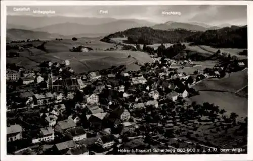 Ak Scheidegg im Allgäu Schwaben, Fliegeraufnahme, Mittagspitze, Canisfluh, Hirschberg