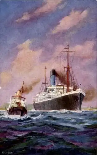 Künstler Ak Dampfschiff Blue Funnel Line, Alfred Holt & Co.