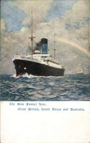 Künstler Ak Dampfschiff Blue Funnel Line, Alfred Holt & Co.
