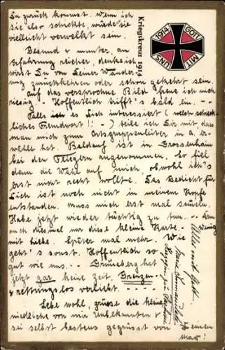 Ak Kriegskreuz 1914, Gott mit uns