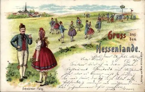 Litho Trachten aus dem Hessenlande, Schwälmer Tanz