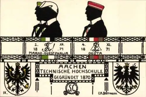 Studentika Ak Aachen, Technische Hochschule, Corps Marko Guestphalia, Delta, Wappen, Studenten