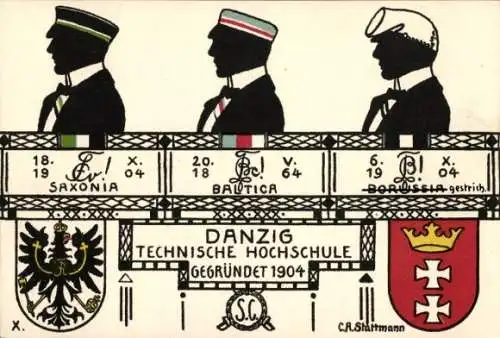 Studentika Ak Danzig, Technische Hochschule, Corps Saxonia, Baltica, Borussia, Wappen, Studenten