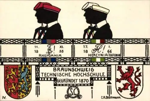 Studentika Ak Braunschweig, Techn. Hochschule, Corps Rhenania, Hercynia Teutonia, Wappen, Studenten