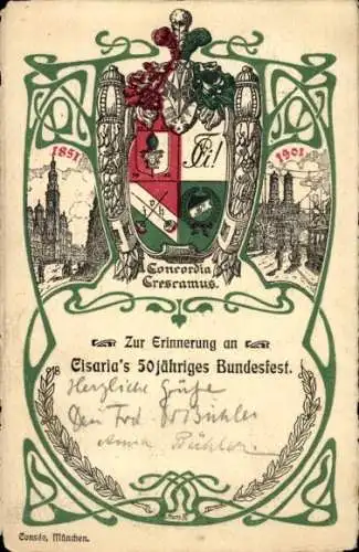 Studentika Ak München, Corps Cisaria, 50-jähriges Stiftungsfest 1851-1901, Wappen