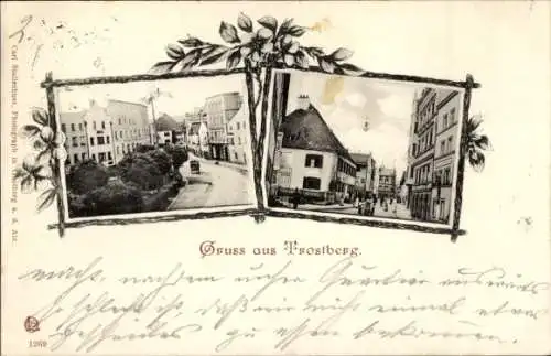 Passepartout Ak Trostberg in Oberbayern, Teilansichten, Straßenpartie