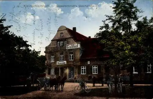 Ak Klein Schierstedt Aschersleben im Salzlandkreis, Messerschmidt's Geschäftshaus