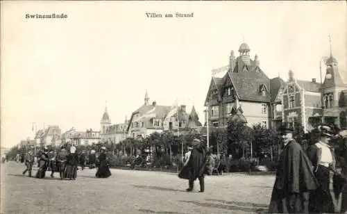 Ak Świnoujście Swinemünde Pommern, Villen am Strand