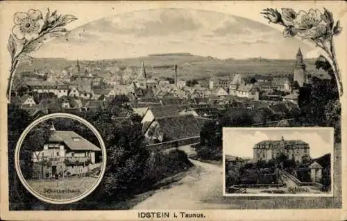 Ak Idstein im Taunus Hessen, Stadtansicht, Schützenhaus, Schloss
