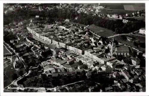 Ak Mühldorf am Inn Oberbayern, Fliegeraufnahme